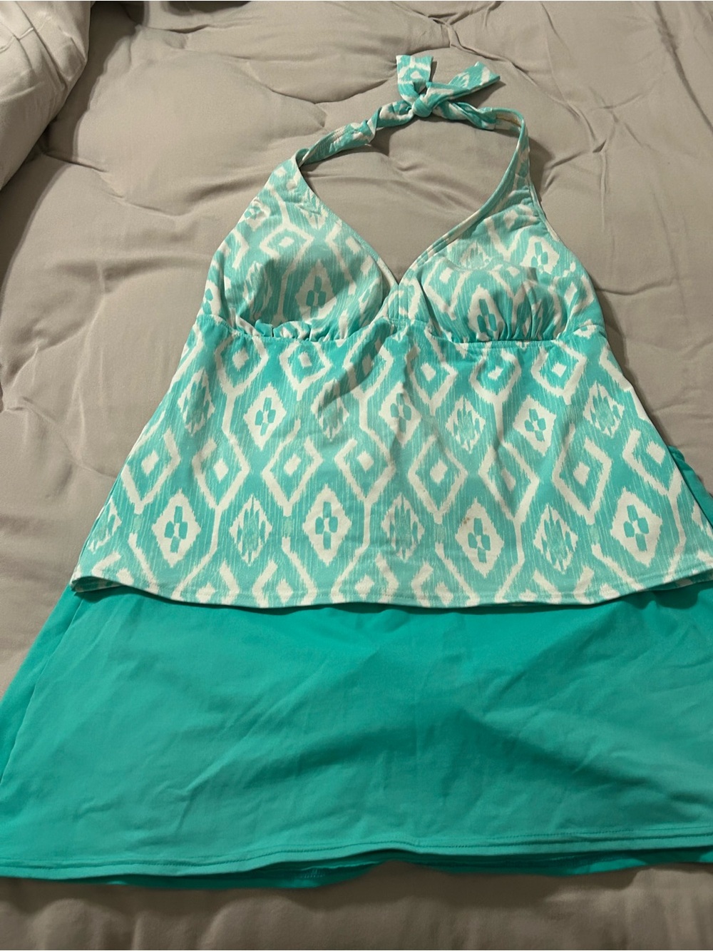 Lands' End Teal Swim Skirt with Printed Lining